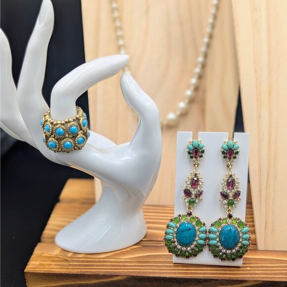 Vintage Gold & Pearl Jewelry Set with Banana Republic Earrings – 8 Pieces - Picture 2 of 7